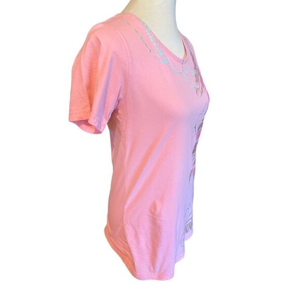 Wrangler Blues Scoop Neck 100% Cotton Short Sleeve Pink Top Size Medium - Picture 3 of 9